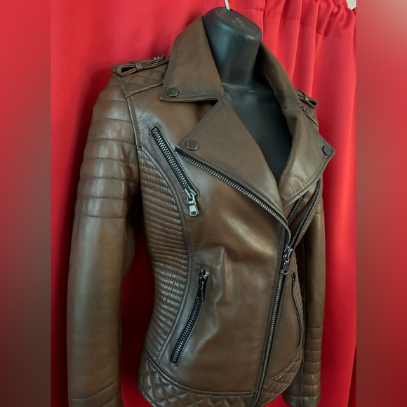 Leonardo Real Leather Brown Moto Jacket - Picture 6 of 8